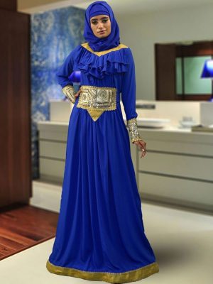 Muslim Formal Evening Blue Color Abaya