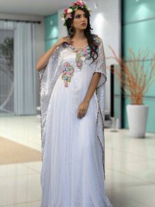 White Color Maxi Kaftan Dress