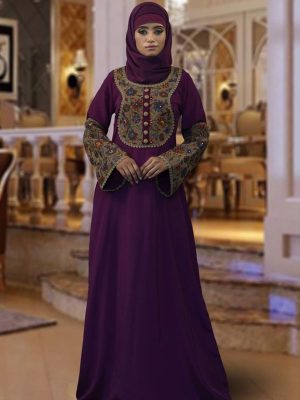 Modest Violet Abaya Kaftan