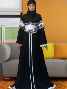 Formal Muslim Evening Black Color Kaftan