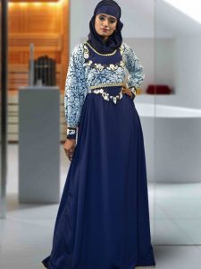 Long Sleeve Modest Abaya Blue Color