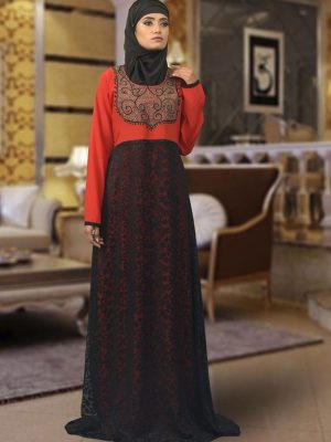 Red Maxi Abaya Dress
