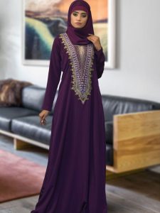 Modest Maxi Dress Abaya Violet Color