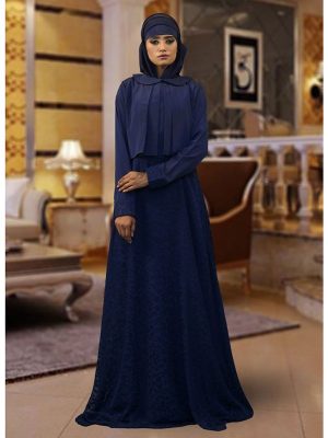 Muslim Formal Evening Dark Blue Abaya
