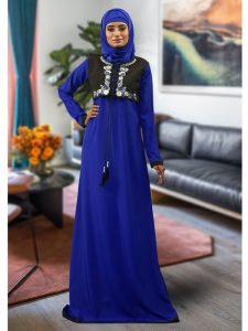 Blue Color Embroidered Style Abaya