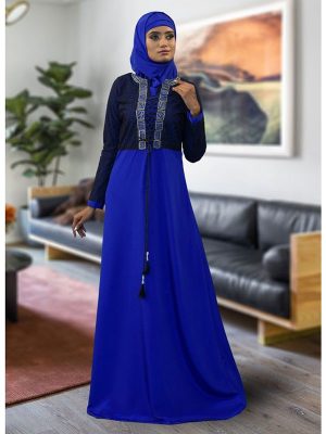 Evening Jacket Style Blue Color Abaya
