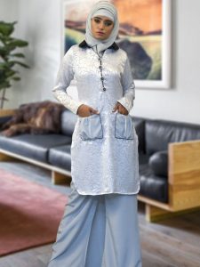 Pocket Style White Color Abaya