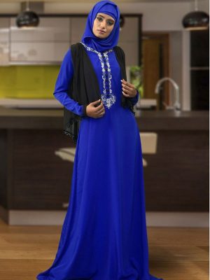 Modest Maxi Dress Blue Color Abaya