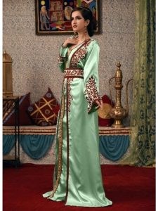 Mint Green Color Thread Work Morrocon Kaftan