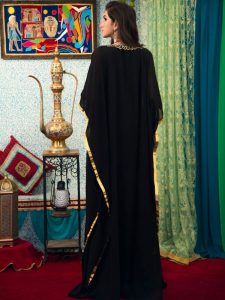 Black Color Georgette Hand Beaded Kaftan