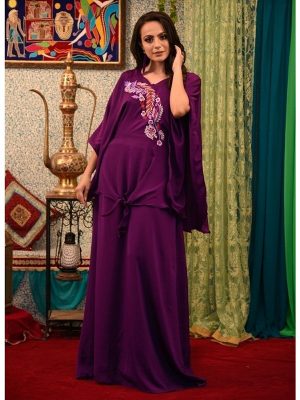 Violet Color Maxi Abaya Dress