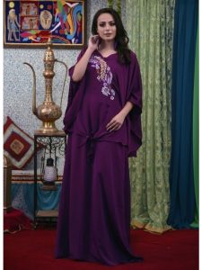 Violet Color Maxi Abaya Dress