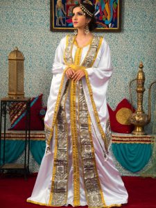 White Color Thread Work Morrocon Kaftan