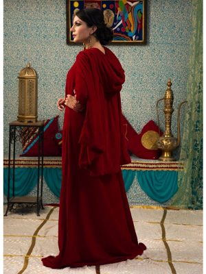 Maroon Color Wedding Dress Kaftan With Trail