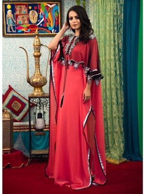 Peach Color Maxi Style Abaya Dress