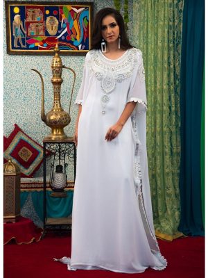 White Color Trendy Abaya Style Kaftan