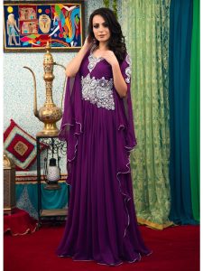 Purple Color Embroidered Work Formal Kaftan