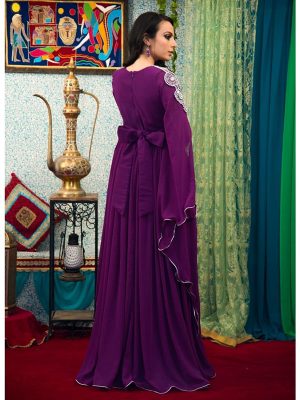 Purple Color Embroidered Work Formal Kaftan