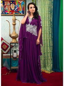 Purple Color Embroidered Work Formal Kaftan