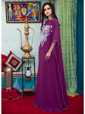 Purple Color Arabic Style Hand Made Kaftan