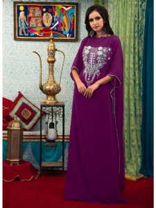 Purple Color Arabic Style Hand Made Kaftan