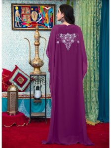 Purple Color Arabic Style Hand Made Kaftan