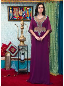 Violet Color Georgette Hand Beaded Kaftan