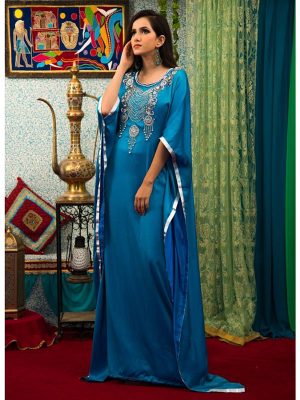 Dark Sea Green Color Kaftan Evening Dresses