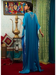 Dark Sea Green Color Kaftan Evening Dresses