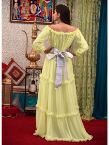 Lemon Yellow Color Abaya Maxi Dress