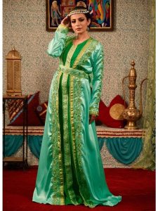 Mint Green Color Morrocon Style Kaftan