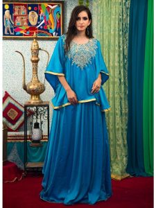 Dark Sea Green Color Modest Maxi Dress Kaftan