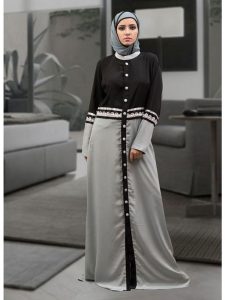 Dark Gray And Black Color Partywear Dubai Dress