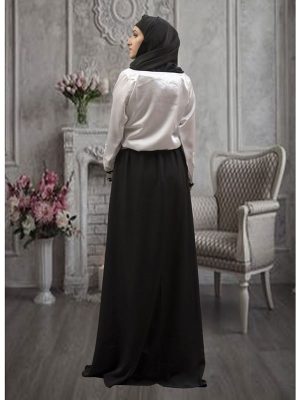Evening Wear White And Black Abaya