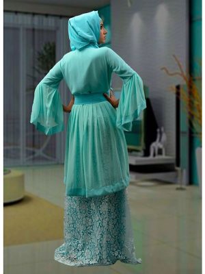 Maxi Abaya Aqua Blue Color