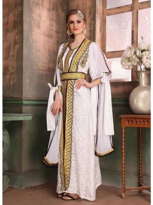 White Color Brasso Kaftan