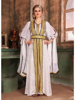 White Color Brasso Kaftan