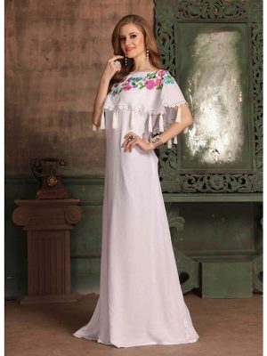 White Color Rayon Kaftan