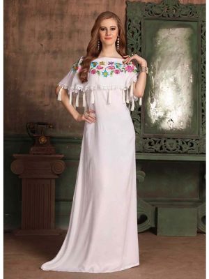 White Color Rayon Kaftan