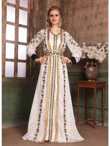 White Color Satin Kaftan