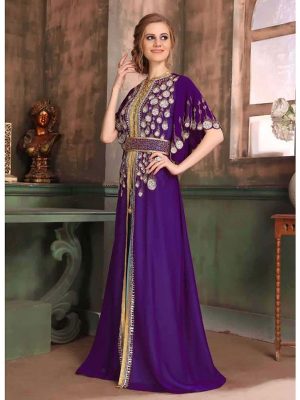 Purple And Blue Color Georgette Kaftan