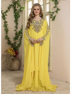 Women Yellow Color Free Size Kaftan