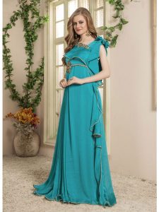 Women Green Color Maxi Dress Kaftan