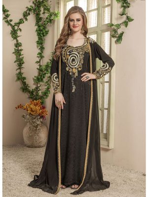 Women Black Color Arabic Style Kaftan