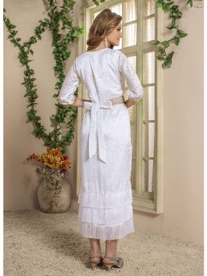 Women White Color Western Style Dress