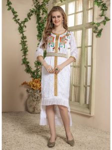 Women White Color Western Style Dress