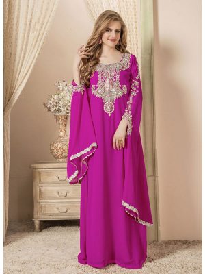 Women Pink Color Maxi Dress Kaftan