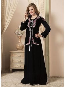 Women Black Color Jacket Style Abaya
