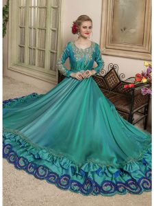 Women Green Color Dress Style Kaftan