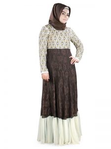 Womens Abaya Brown Color Fancy